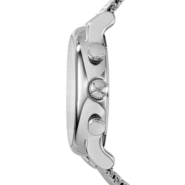 Close-up of the AR1808 crown with Emporio Armani logo