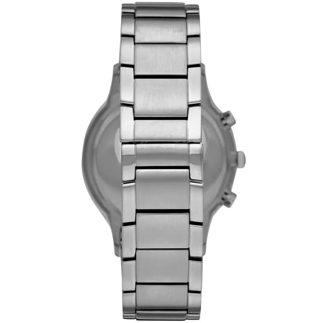 Close-up of the stainless steel bracelet with fine links.