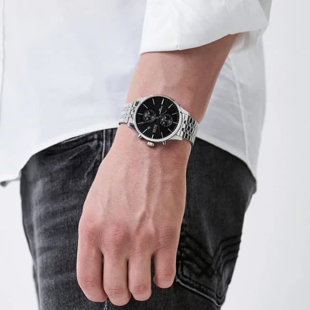 The watch worn on wrist 