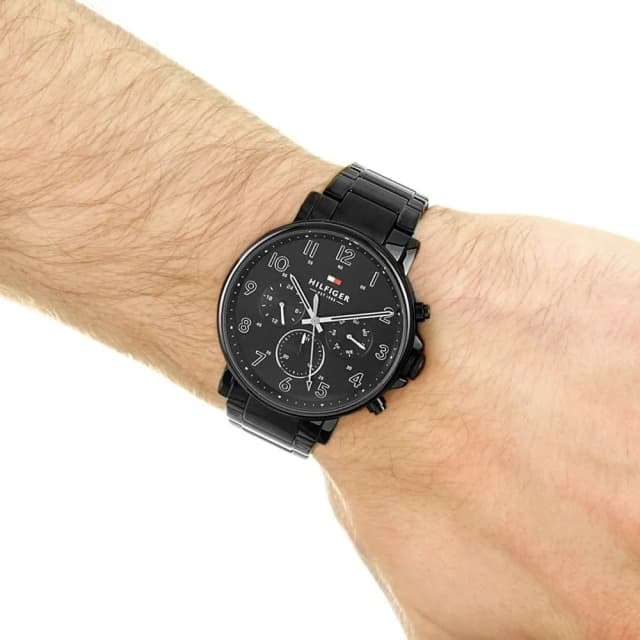Watch worn on wrist – stylish black look